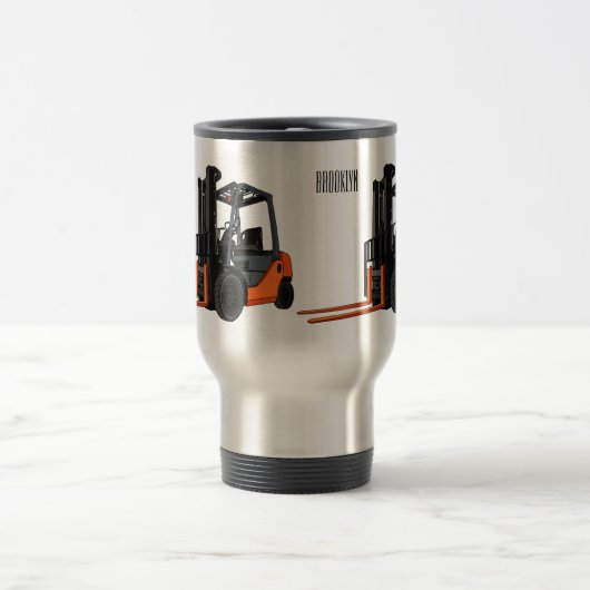 フォークリフトの漫画イラストレーション トラベルマグ (中央)