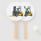 フォークリフトの漫画イラストレーション ハンドファン (正面&裏面)