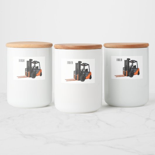 フォークリフトの漫画イラストレーション フードラベル (ボトル)