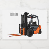 フォークリフトの漫画イラストレーション フードラベル (シングルラベル)
