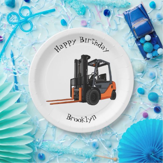 フォークリフトの漫画イラストレーション ペーパープレート (パーティー)