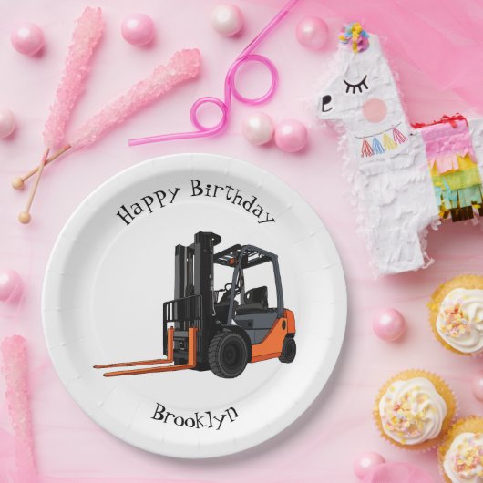フォークリフトの漫画イラストレーション ペーパープレート (パーティー)