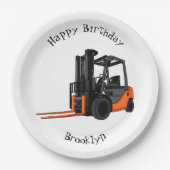 フォークリフトの漫画イラストレーション ペーパープレート (正面)
