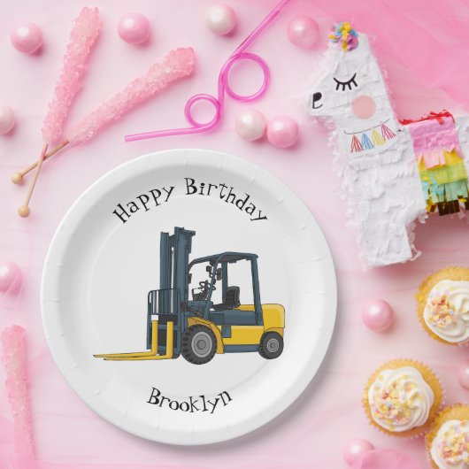 フォークリフトの漫画イラストレーション ペーパープレート (パーティー)