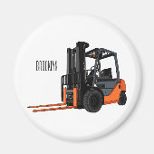 フォークリフトの漫画イラストレーション マグネット (正面)