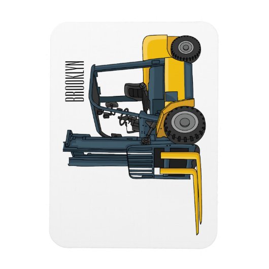 フォークリフトの漫画イラストレーション マグネット (縦)