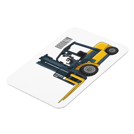 フォークリフトの漫画イラストレーション マグネット (左側)