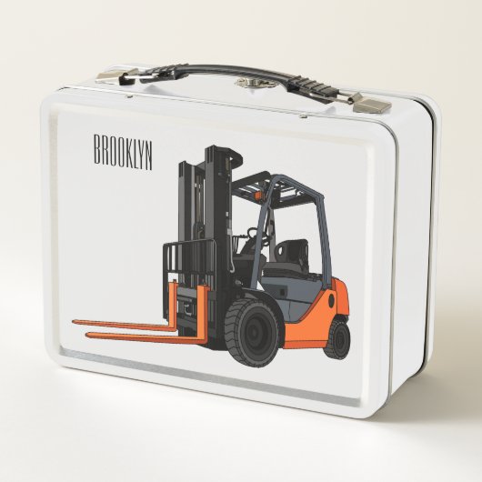 フォークリフトの漫画イラストレーション メタルランチボックス (裏面)