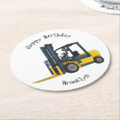 フォークリフトの漫画イラストレーション ラウンドペーパーコースター (アングル)