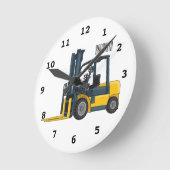 フォークリフトの漫画イラストレーション ラウンド壁時計 (傾斜)