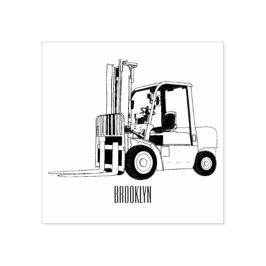 フォークリフトの漫画イラストレーション ラバースタンプ (インプリント)