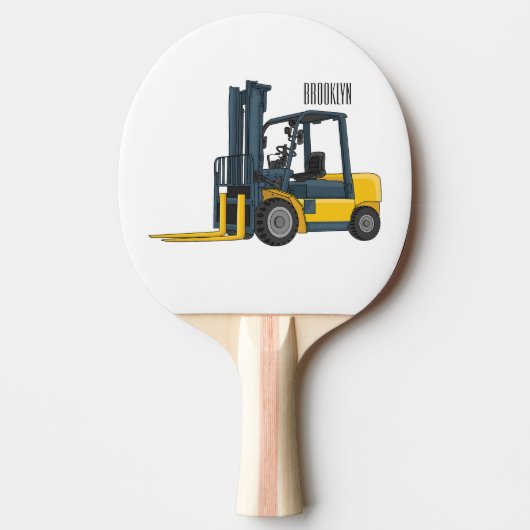 フォークリフトの漫画イラストレーション 卓球ラケット (正面)