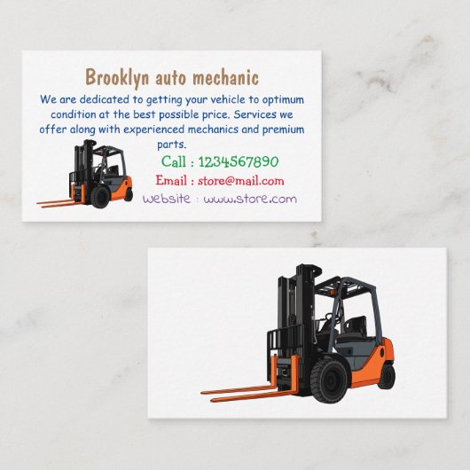 フォークリフトの漫画イラストレーション 名刺 (正面/裏面)