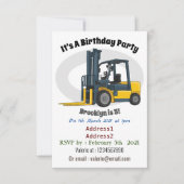 フォークリフトの漫画イラストレーション 招待状 (正面)