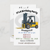 フォークリフトの漫画イラストレーション 招待状 (正面/裏面)