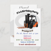 フォークリフトの漫画イラストレーション 招待状 (正面/裏面)