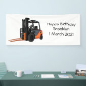 フォークリフトの漫画イラストレーション 横断幕 (トレードショー)