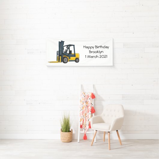 フォークリフトの漫画イラストレーション 横断幕 (インサイチュ)