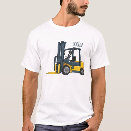 フォークリフトの漫画イラスト Tシャツ (正面)