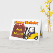 フォークリフトの誕生日カードに名前を追加する カード (黄色い花)