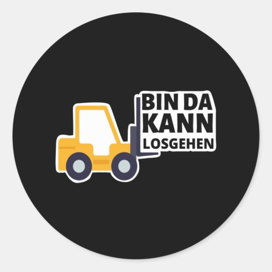 フォークリフトの運転準備ができているおもしろい ラウンドシール (正面)