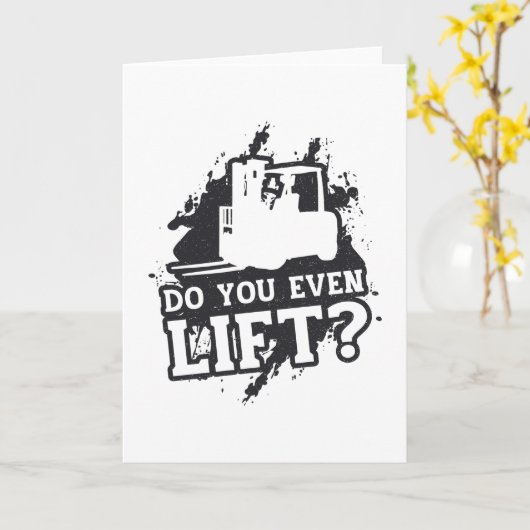 フォークリフトの運転者がフォークリフトのギフトを持ち上げる カード (黄色い花)