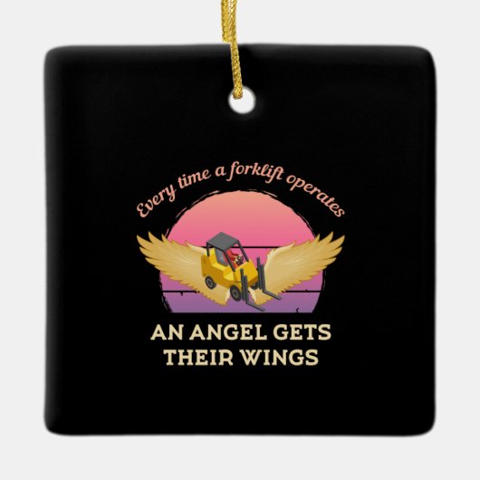 フォークリフトエンゼル セラミックオーナメント (正面)