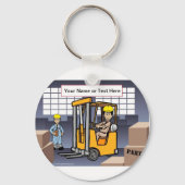 フォークリフトパーソナライズされたドライバー – 男性の漫画 キーホルダー (正面)