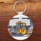 フォークリフトパーソナライズされたドライバー – 男性の漫画 キーホルダー (正面)
