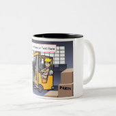 フォークリフトパーソナライズされたドライバー – 男性の漫画 ツートーンマグカップ (正面右)