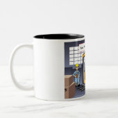 フォークリフトパーソナライズされたドライバー – 男性の漫画 ツートーンマグカップ (左)