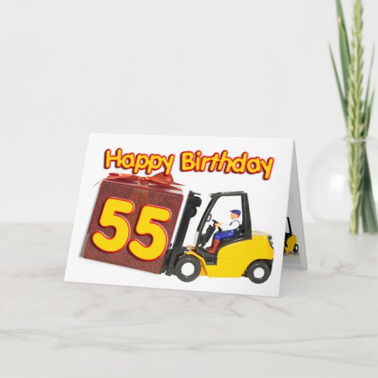 フォークリフト付き55thバースデーカード カード (正面)