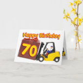 フォークリフト付き70歳の誕生日カード カード (黄色い花)