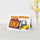 フォークリフト付き90thバースデーカード カード (黄色い花)