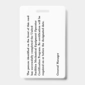 フォークリフト従業員バッジ バッジ (裏面)