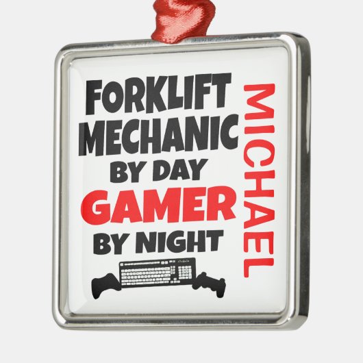 フォークリフト整備士遊ラブズのビデオゲーム メタルオーナメント (左)