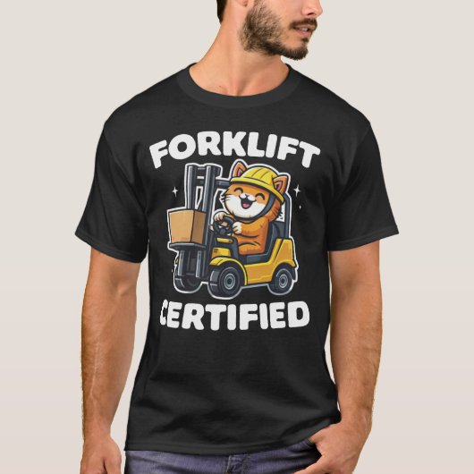 フォークリフト認定ユーモアキットネン運転手 Tシャツ (正面)