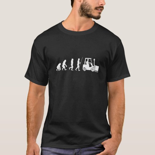 フォークリフト運転手 倉庫作業員の進化 フォークリフト Tシャツ (正面)