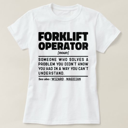 フォークリフト運転者整備修理業者引用文 クール Tシャツ (デザイン正面)