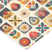 フォークレトロフローラモザイクパターン ミディアムテーブルランナー (コーナー)