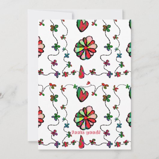 フォークレトロ質感とハッピーアート文房具カード 招待状 (正面)