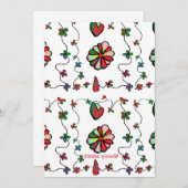 フォークレトロ質感とハッピーアート文房具カード 招待状 (正面/裏面)