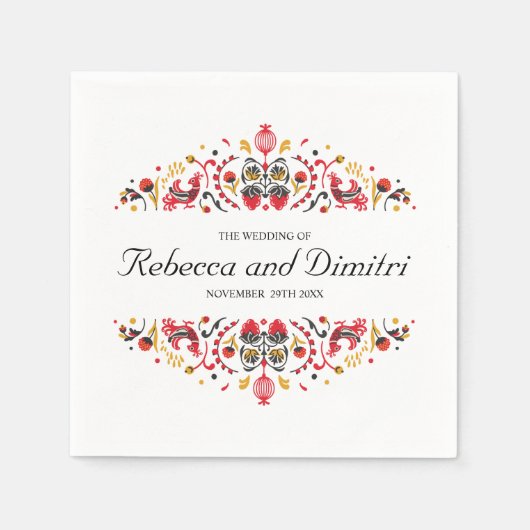フォークロシアのアートホクロマエレガントな結婚式 スタンダードカクテルナプキン (正面)