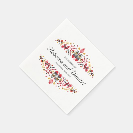 フォークロシアのアートホクロマエレガントな結婚式 スタンダードカクテルナプキン (角)