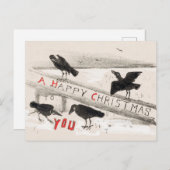 フォークロースヴィンテージアートプリントクリスマス ポストカード (正面/裏面)