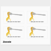 フォーク上のスパゲッティ:パスタ画像 長方形シール (シート)