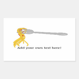 フォーク上のスパゲッティ：パスタ画像 長方形シール