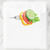 フォーク上の野菜 長方形シール (バッグ)