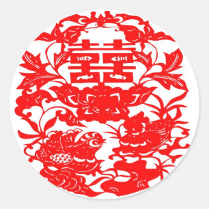 フォーク中国のアートダブルハピネス愛の鳥 ラウンドシール