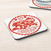 フォーク中国のアートペーパーカッティングタイガー コースター (左側)